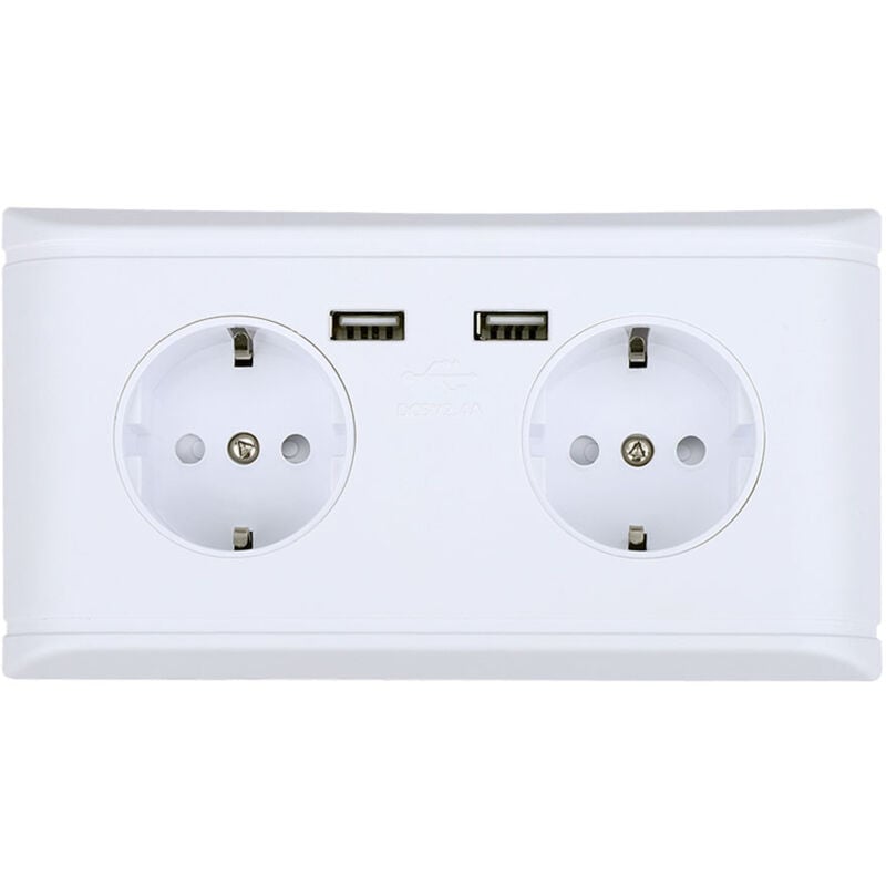 foto del prodotto rosvola jeffergarden presa di corrente, presa europea da 250 v, porta usb, design a muro con doppia piastra protettiva, doppie prese ue per ufficio