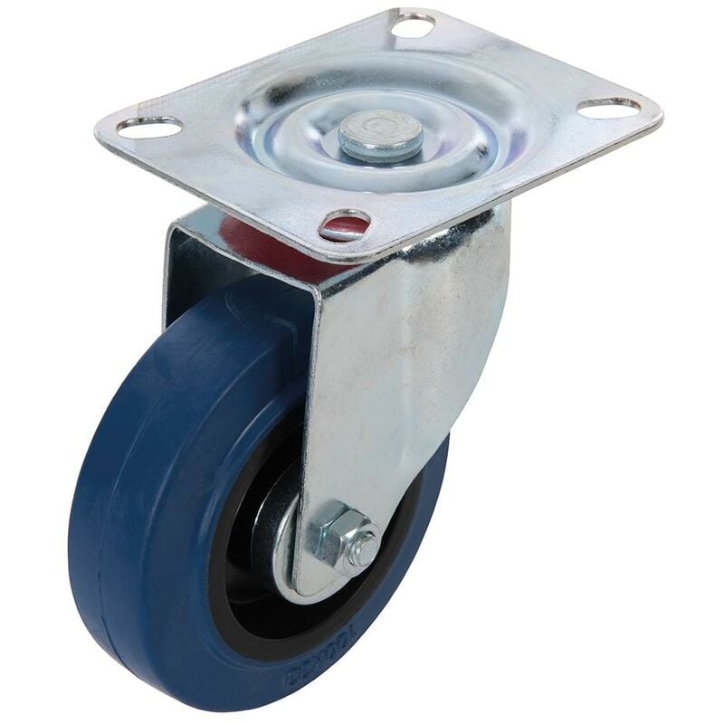 foto del prodotto rotella girevole in gomma elastica blu 100 mm, 140 kg, blu