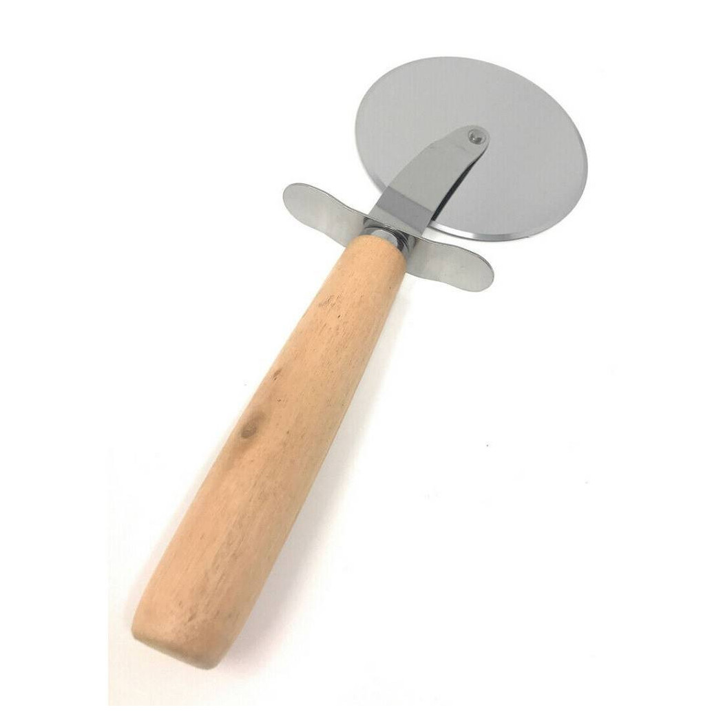 foto del prodotto rotella tagliapizza con lama acciaio manico legno coltello pizza da cucina 51033 trade shop traesio