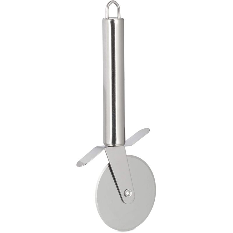 foto del prodotto rotella tagliapizza, lama tagliente per pizza, tagliaimpasto con foro per appendere, acciaio inox, argento relaxdays