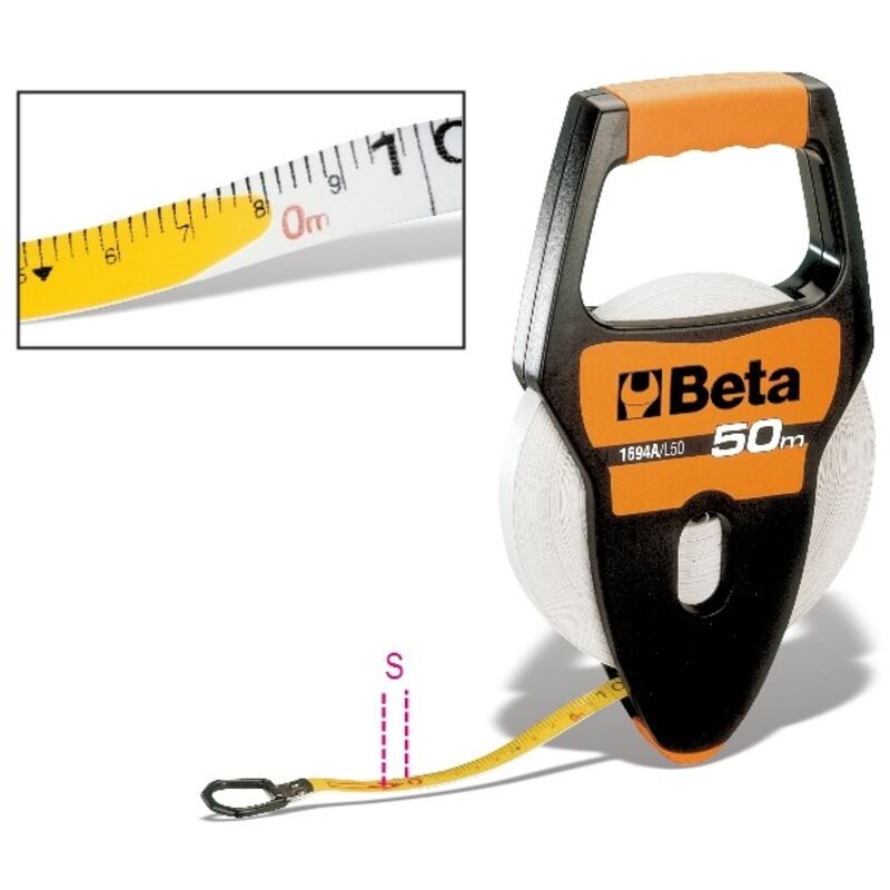 foto del prodotto rotelle metriche con impugnatura cassa in abs antiurto nastro in fibra di vetro ricoperto in pvc l m 30 art. 1694a l