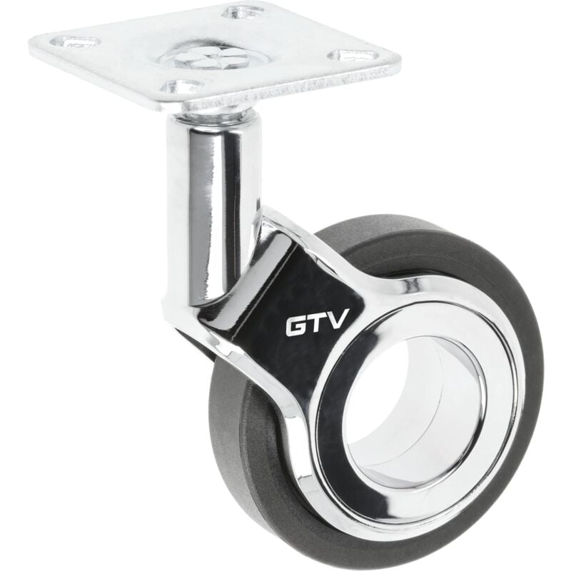 foto del prodotto rotelle per mobili gira ruote girevoli ruote per mobili senza freno diametro 60 mm in plastica e acciaio nero cromato gtv