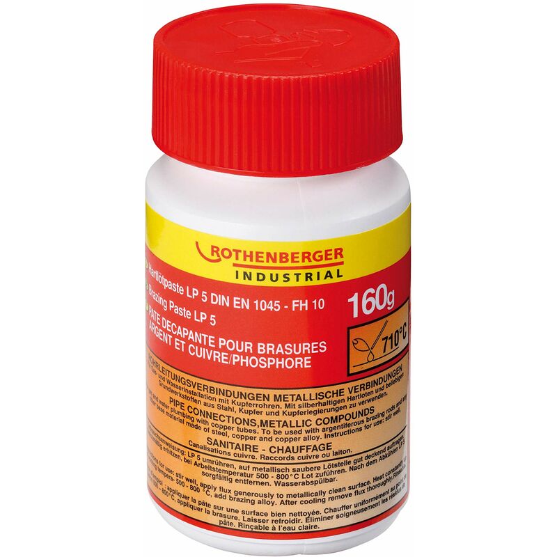 foto del prodotto rothenberger - 035610e disossidante lp 5 per saldature forti, 710°c, 160 gr, rosso/giallo