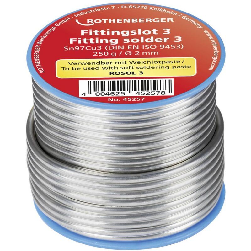 foto del prodotto rothenberger 45255 stagno per saldatura bobina sn97cu3 250 g 3 mm