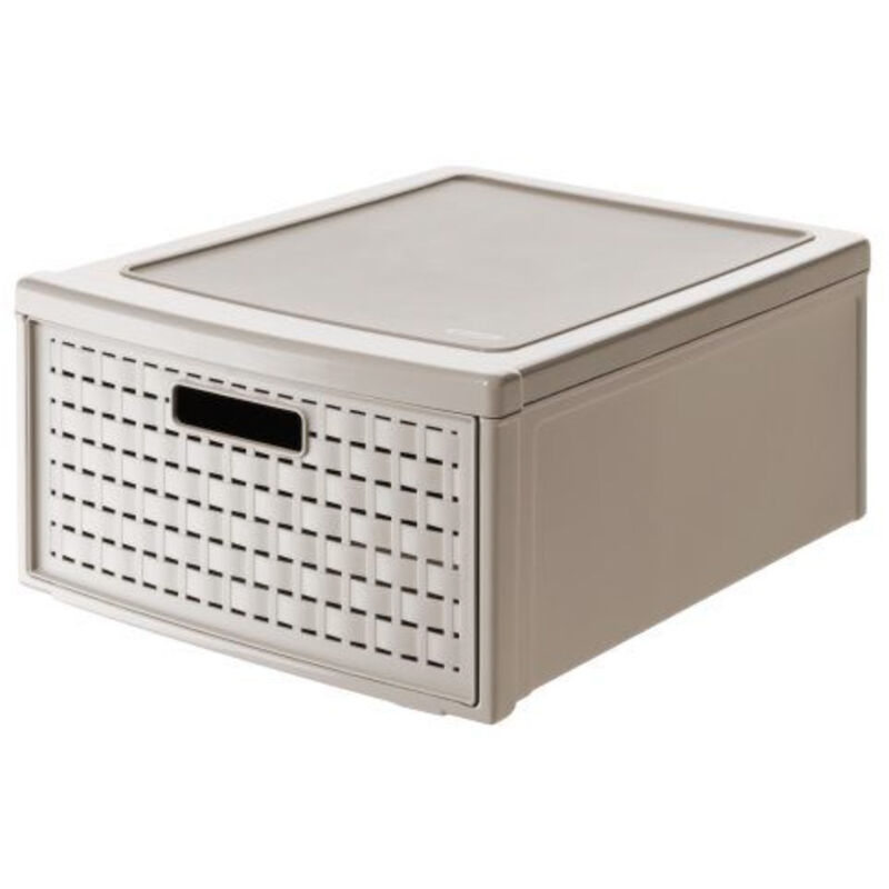 foto del prodotto rotho country cassettiera con 1 cassetto in rattan, plastica pp senza bpa, bianco, piccolo 8.3 l, 35.0 x 26.0 x 14.5 cm