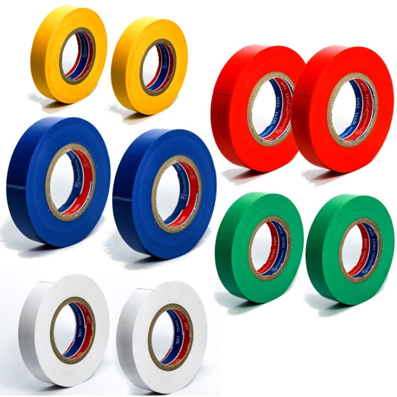 foto del prodotto rotoli nastro isolante colorato vari colori per elettricista pvc 15 mm x 1,5cm trade shop traesio