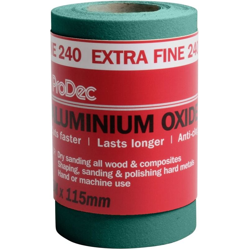 foto del prodotto rotolo di carta abrasiva extra fine in ossido di alluminio verde, grana 240, 5 m, per levigare legno, vernice, intonaco, stucco, metallo e altro,