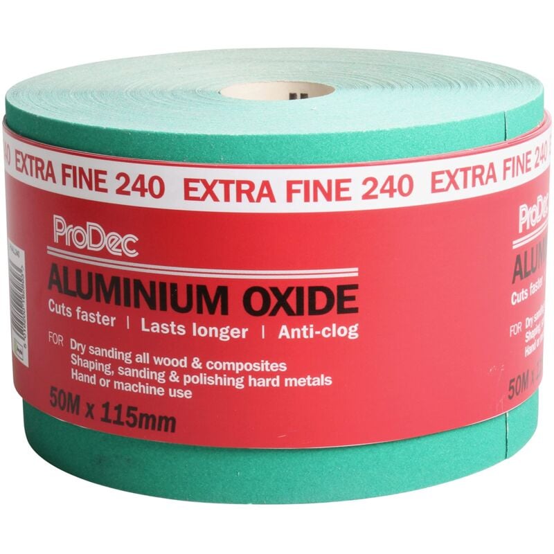 foto del prodotto rotolo di carta vetrata extra fine in ossido di alluminio verde, grana 240, 50 m, per levigare legno, vernice, gesso, riempitivo, metallo e molto