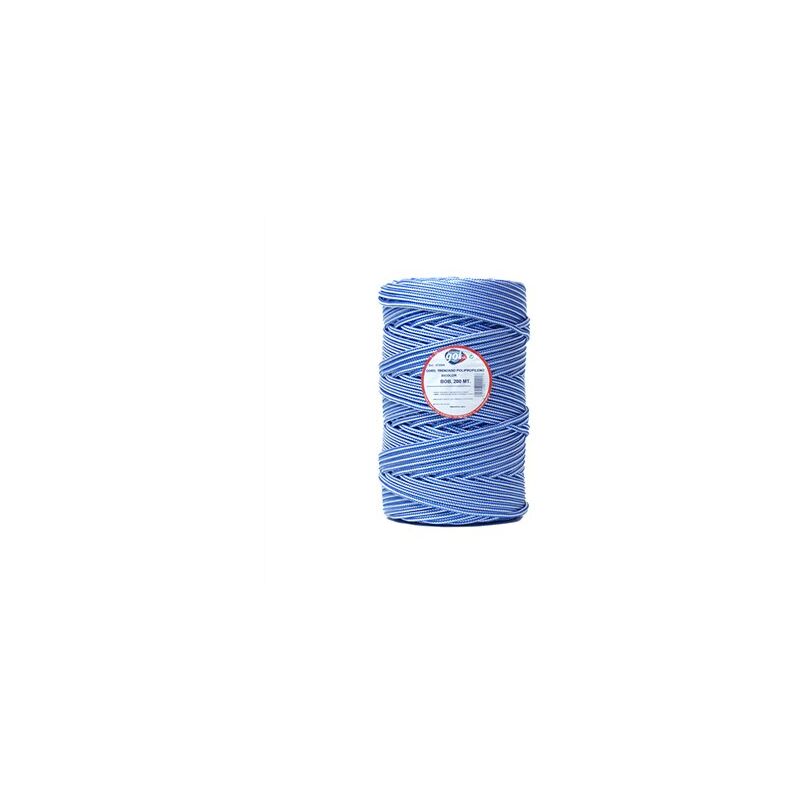 foto del prodotto rotolo di corda stendibiancheria intrecciata da 200 m, 5 mm, bicolore bianco blu