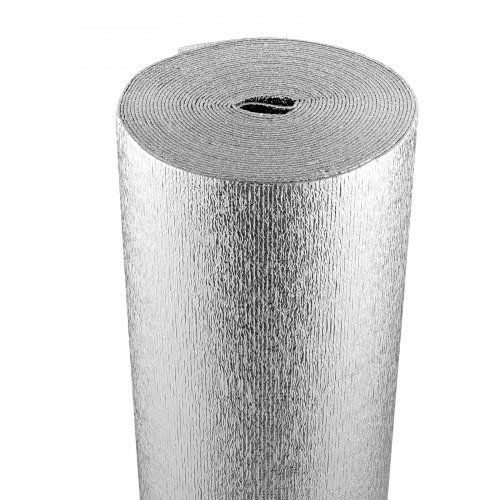 foto del prodotto rotolo di isolamento riflettente doppio, barriera radiante con anima in schiuma, 3,2 mm 122 x 1524 cm, scudo riflettente calore in schiuma epe