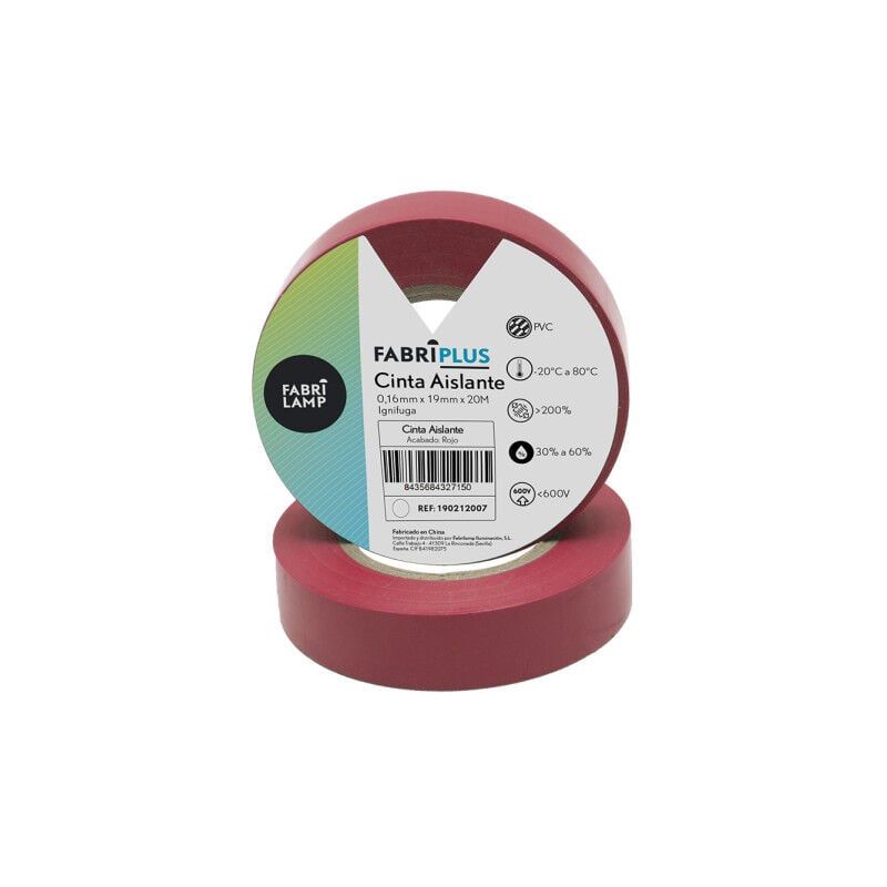 foto del prodotto rotolo di nastro elettrico in pvc rosso 19mmx20m per elettricisti, flessibile e resistente