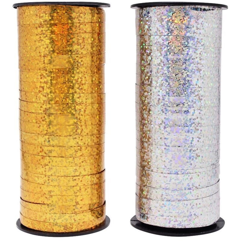 foto del prodotto rotolo di nastro ondulato per confezioni regalo e decorazioni per feste, oro e argento, larghezza 5 mm - sollbry