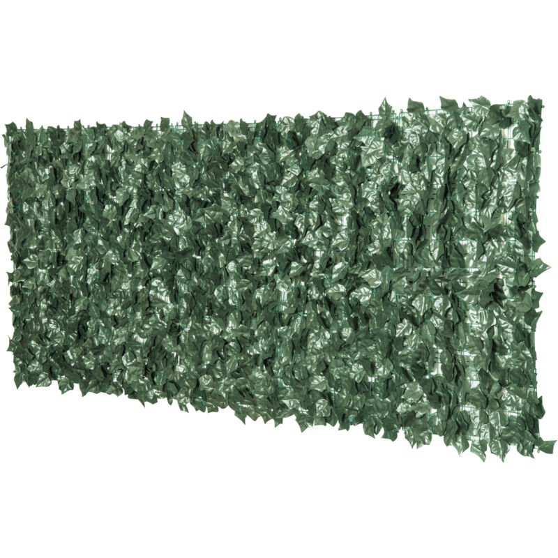 foto del prodotto rotolo di siepe artificiale in pe anti uv foglie verde scuro outsunny