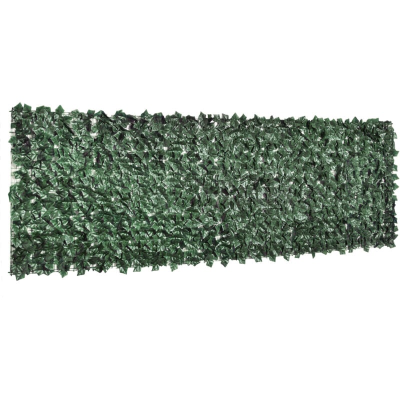 foto del prodotto rotolo di siepe artificiale in pe anti uv foglie verde scuro outsunny