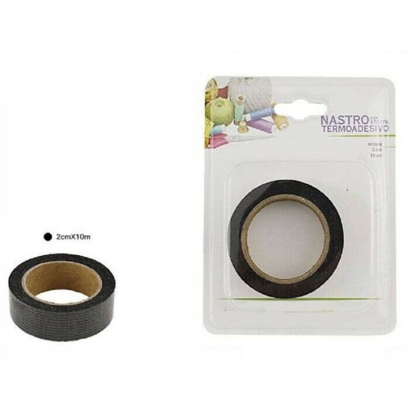 foto del prodotto rotolo nastro adesivo per stoffa tessuti termoadesivo nero 20 mm x 10 mt trade shop traesio