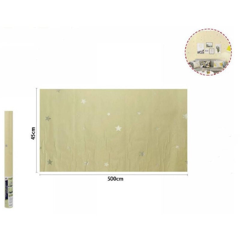 foto del prodotto rotolo pellicola adesiva gialla con stelle 45cm x 5mt mobili carta parati 71132 trade shop traesio