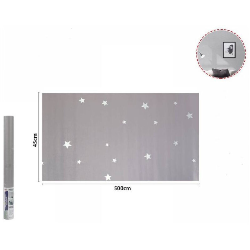 foto del prodotto rotolo pellicola adesiva grigia con stelle 45cmx5mt mobili carta da parati 71131 trade shop traesio