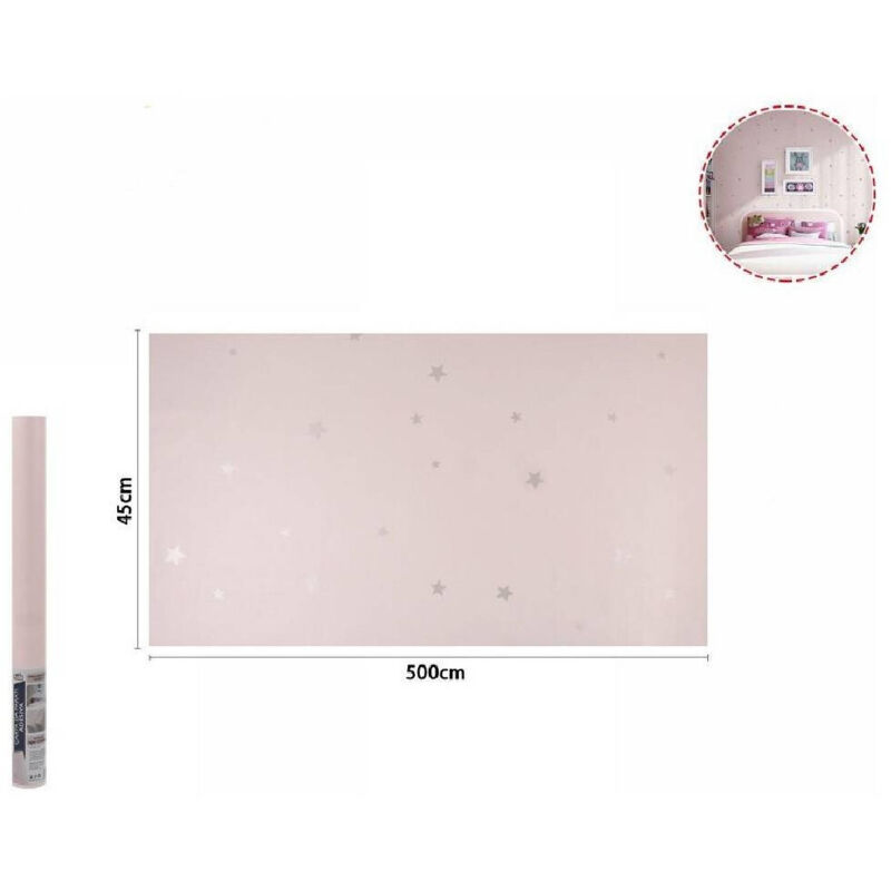 foto del prodotto rotolo pellicola adesiva rosa con stelle 45cm x 5mt mobili carta da parati 71128 - - trade shop traesio