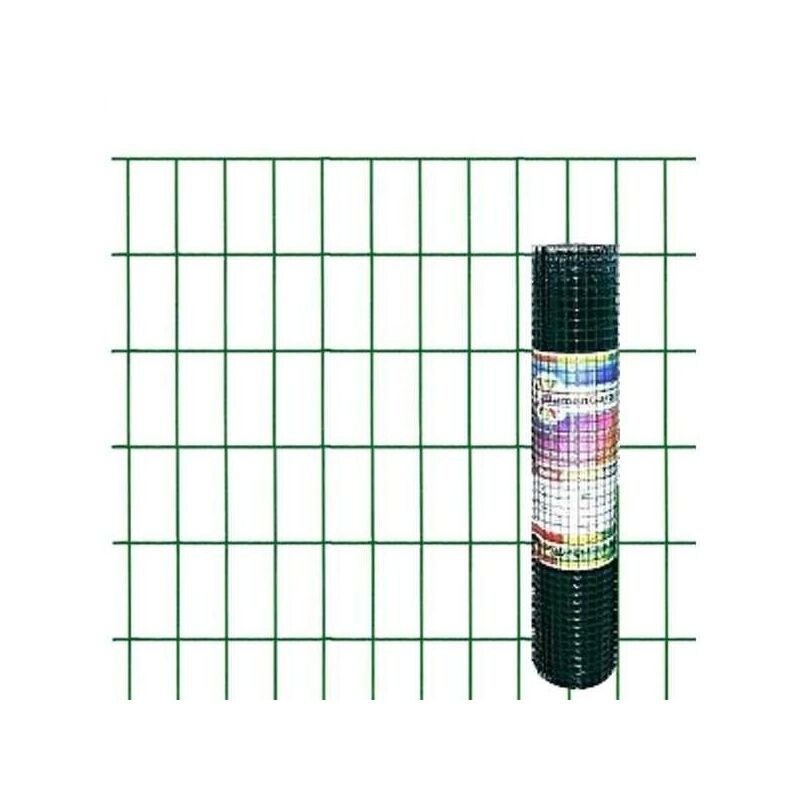 foto del prodotto rotolo rete elettrosaldata zincata e plastificata 25 metri maglie 75x50mm altezza 1,50 m