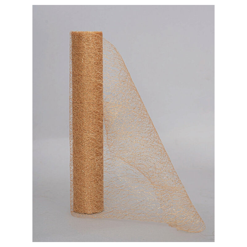 foto del prodotto rotolo rete glitterato cm.29x2,7mt oro con paillettes decorazione di natale