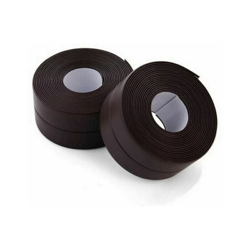 foto del prodotto rotolo sigillante, 2 rotoli di striscia sigillante autoadesiva impermeabile, nastro adesivo in pvc per sigillatura di pareti, doccia, wc, cucina,