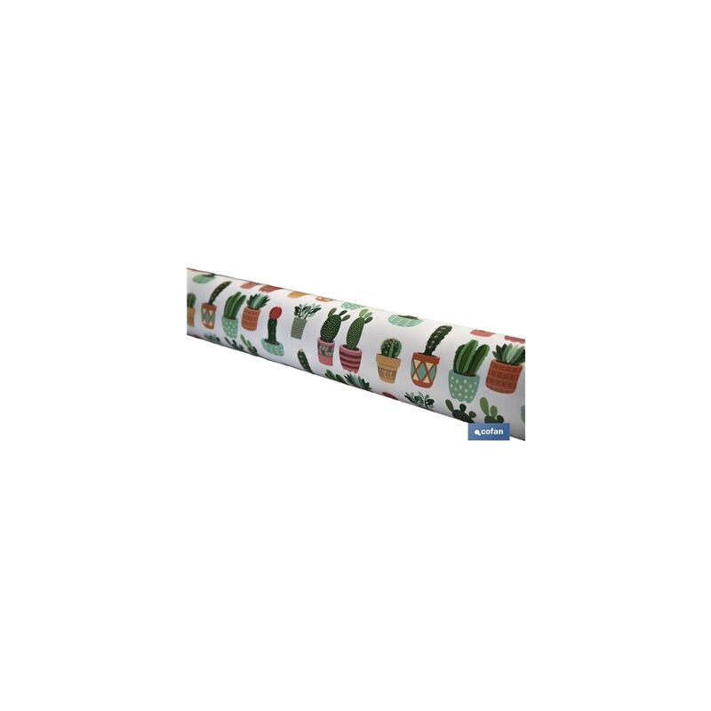 foto del prodotto rotolo tovaglia impermeabile antimacchia con stampa cactus 140 cm x 20 m 60% cotone e 40% poliestere