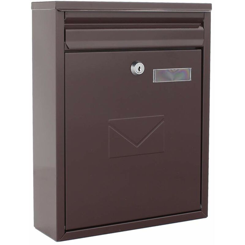 foto del prodotto rottner k10348 cassetta delle lettere como, marrone, serratura a cilindro con 2 chiavi, lxhxp 250x320x85 mm, kit di fissaggio incluso, targhetta