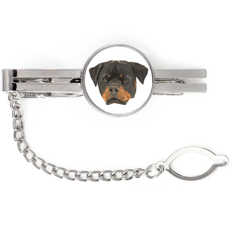 foto del prodotto rottweiler - fermacravatta geometrico con foto e scritta art-dog