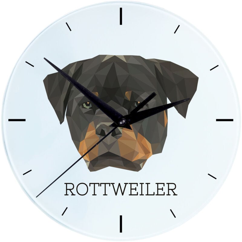 foto del prodotto rottweiler orologio da parete geometrico con foto e scritta di art dog