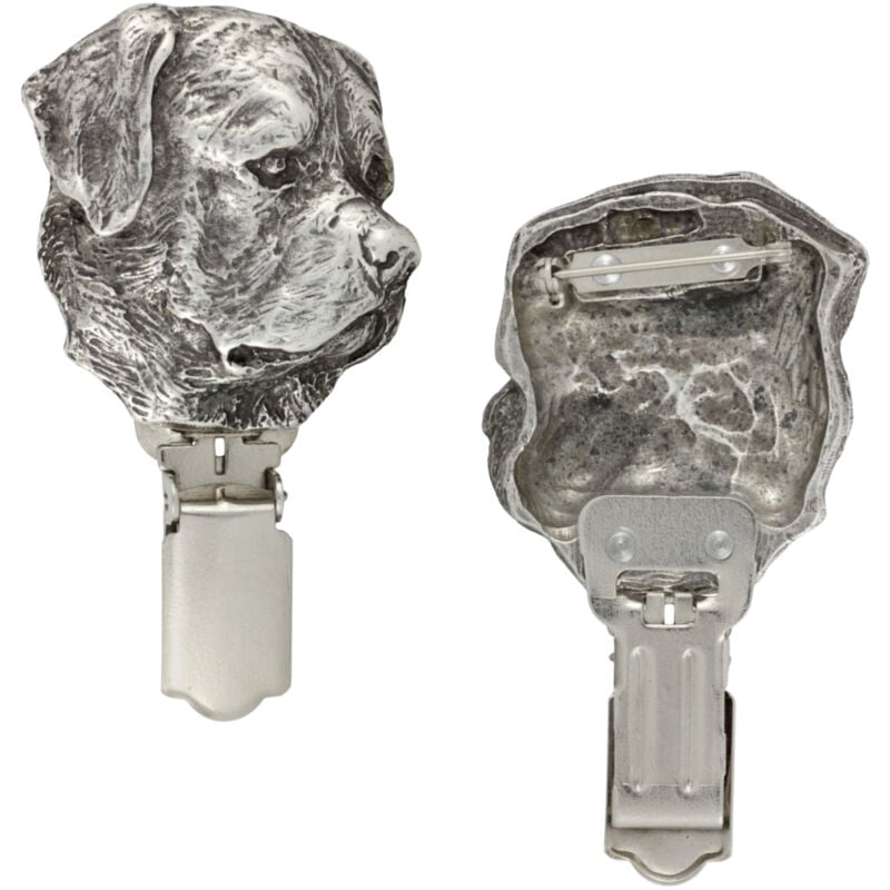 foto del prodotto rottweiler spilla con clip, porta numero di partenza, regalo per una mostra canina di art dog