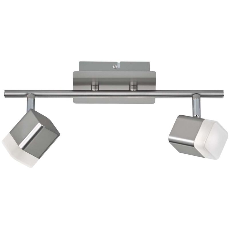 foto del prodotto roubaix barra 2 spots led quadrati metallo acciaio satinato l.30cm