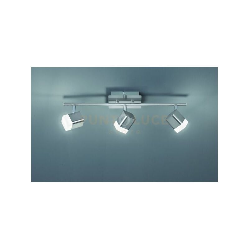 foto del prodotto roubaix barra 3 spots led 10,5w 1200lm, 3000k quadrati metallo acciaio satinato l.48cm