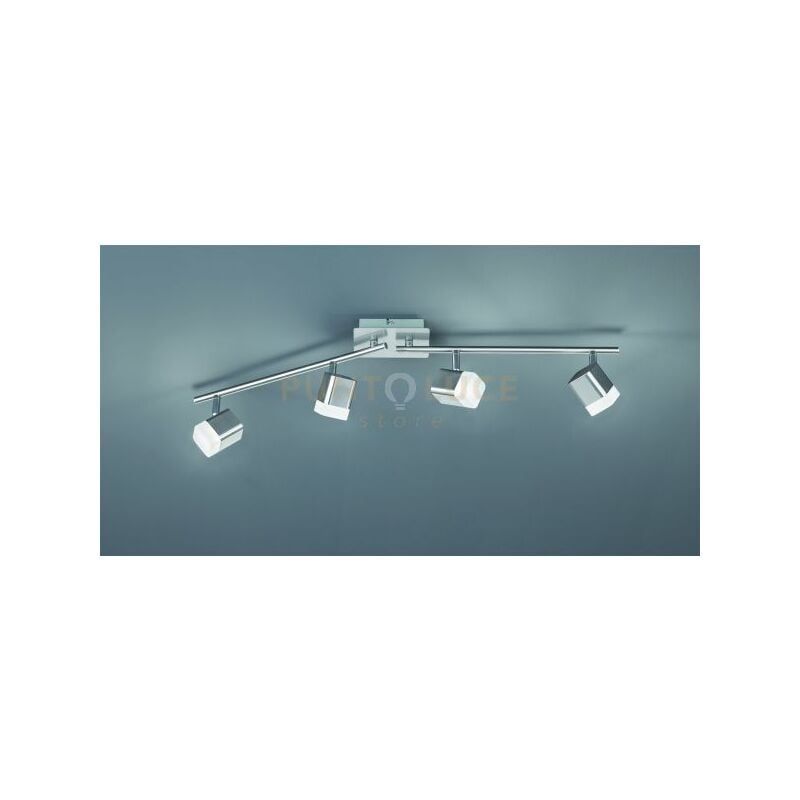 foto del prodotto roubaix barra 4 spots led 14w 1600lm, 3000k quadrati metallo acciaio satinato l.80cm