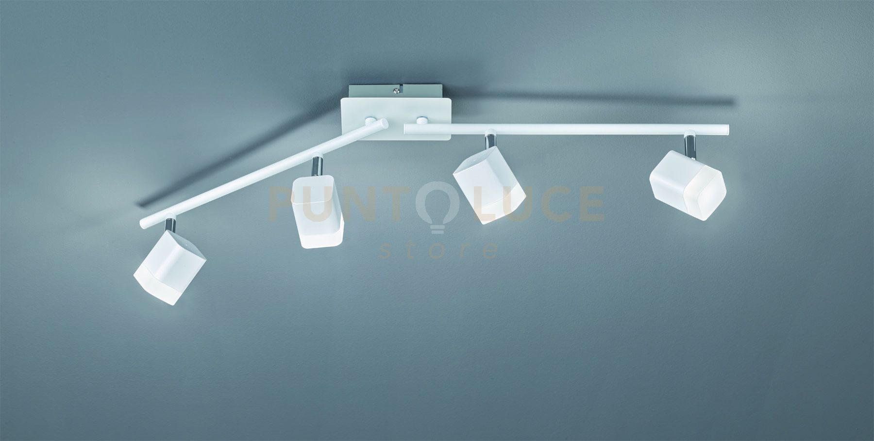 foto del prodotto roubaix barra 4 spots led 14w 1600lm, 3000k quadrati metallo bianco l.80cm