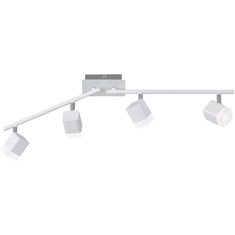 foto del prodotto roubaix barra 4 spots led quadrati metallo bianco opaco l.80cm