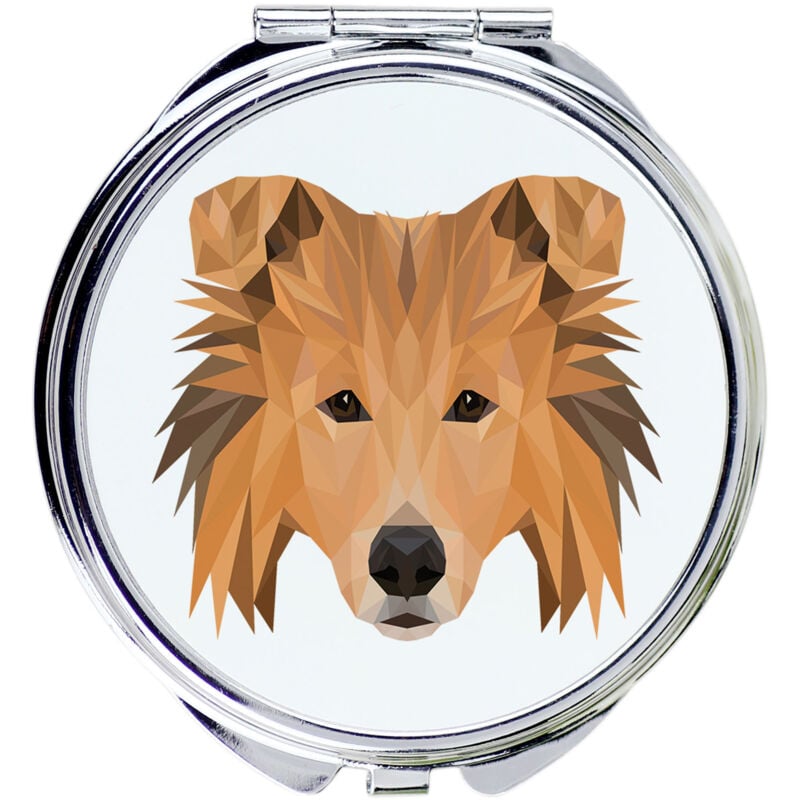 foto del prodotto rough collie specchio con foto e scritta geometrica di art dog