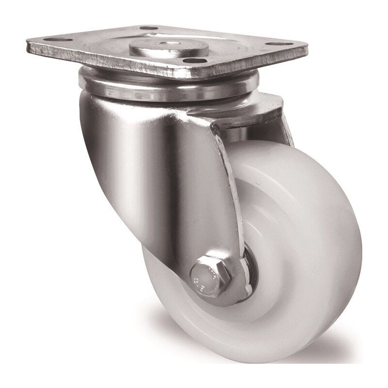 foto del prodotto roulette pivotante charges lourdes d.80mm trgf.300kg ku.platte l100xl85mm couleur rl.blanc promat