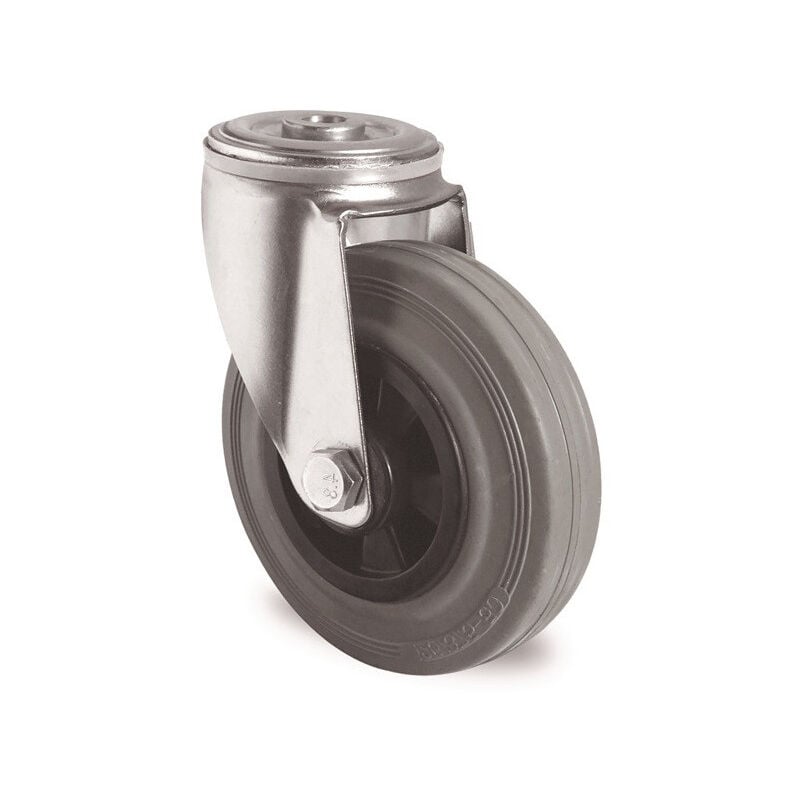 foto del prodotto roulette pivotante d.200mm trgf.205kg fixation trou de boulon pp roulement rouleaux vg gris promat
