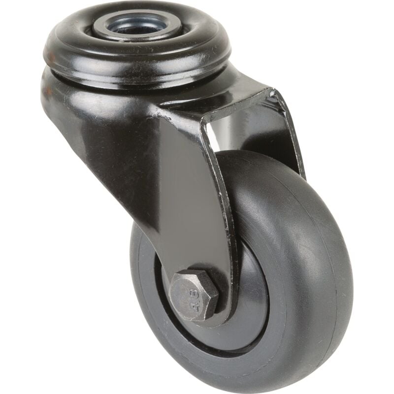 foto del prodotto roulette pivotante d.50mm trgf.50kg avec trou arri re corps de roue ku.ball.caoutchouc noir bs rolle