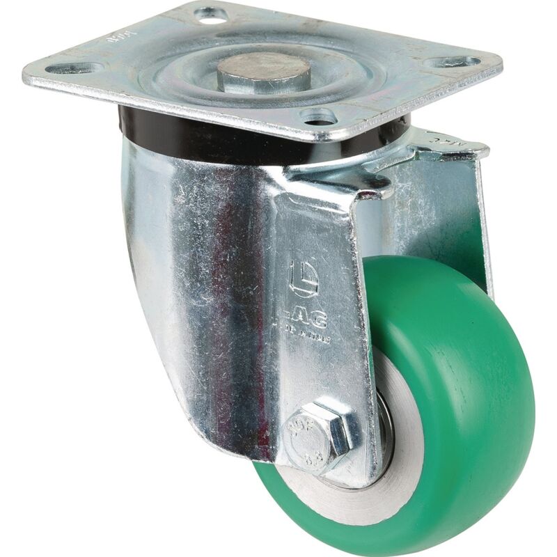foto del prodotto roulette pivotante d.80mm trgf.170kg plateau pu l105xl85mm coloris rl.vert bs rolls