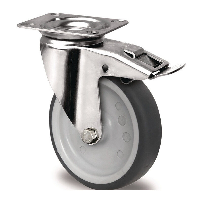 foto del prodotto roulette pivotante pied fixe d.125mm capacit de charge 100kg avec platine palier lisse tpe gris promat