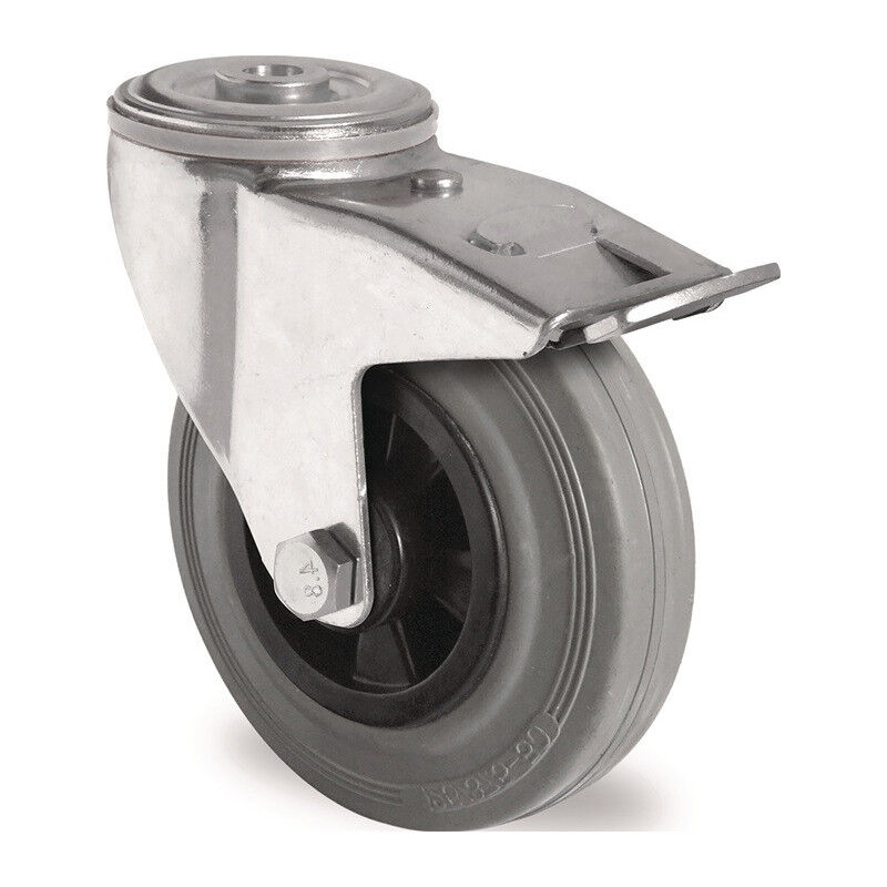 foto del prodotto roulette pivotante pied fixe d.160mm capacit de charge 135kg avec trou arri re roulement rouleaux vg gris promat