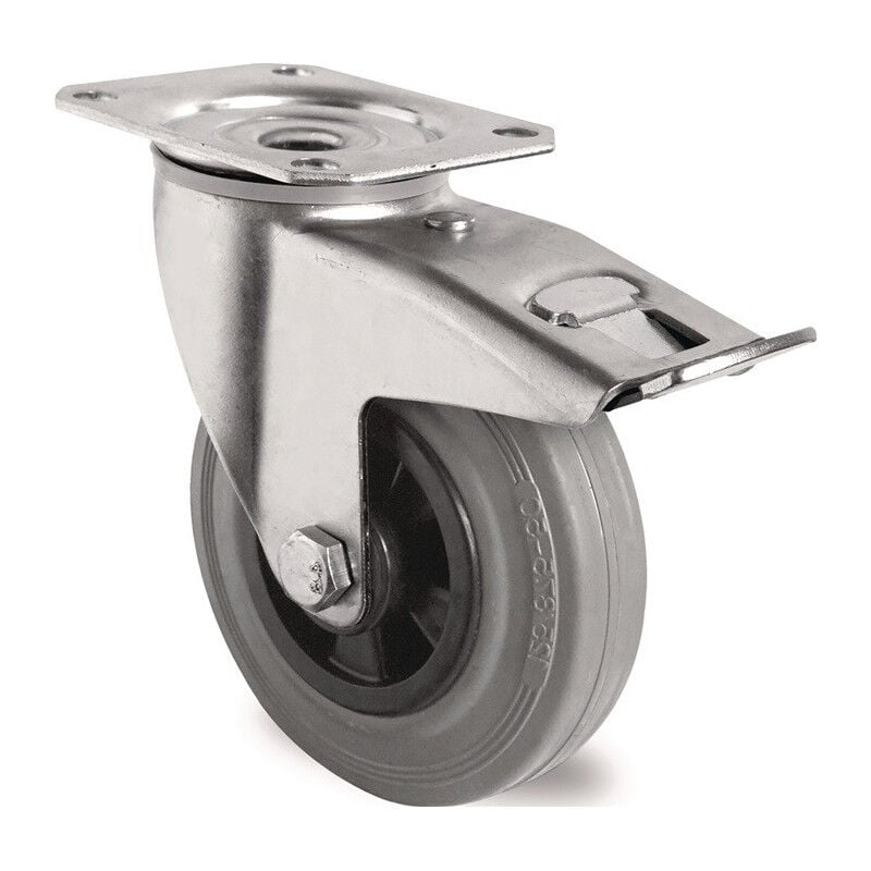 foto del prodotto roulette pivotante pied fixe d.80mm capacit de charge 70kg avec roulement plateaux vg gris promat