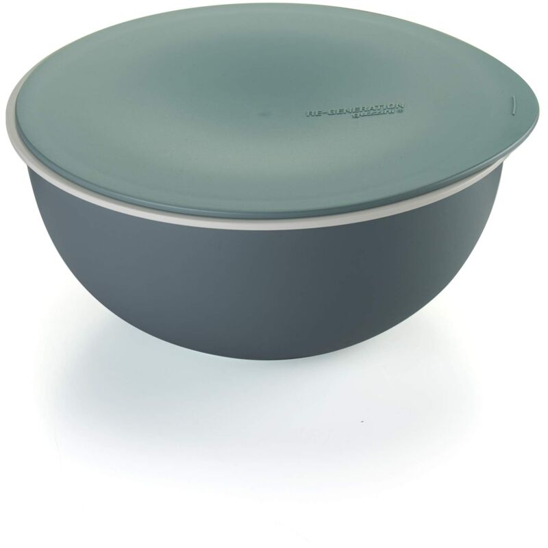 foto del prodotto round bowl with lid 531 re generation, contenitore tondo con coperchio in materiale plastico riciclato, 21.4xh9.7 cm, made in italy verde sabbia,