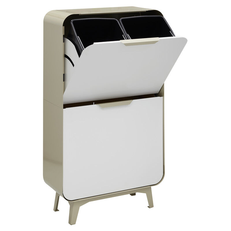 foto del prodotto round pattumiera per raccolta differenziata, 4 secchi, mobile d acciao per differenziata, 4 x 17 l 68 l beige cr431 r arregui
