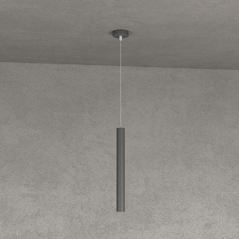 foto del prodotto round tube sospensione 1 luce grigio antracite cavo cm.250 con base 1174 s1 ga