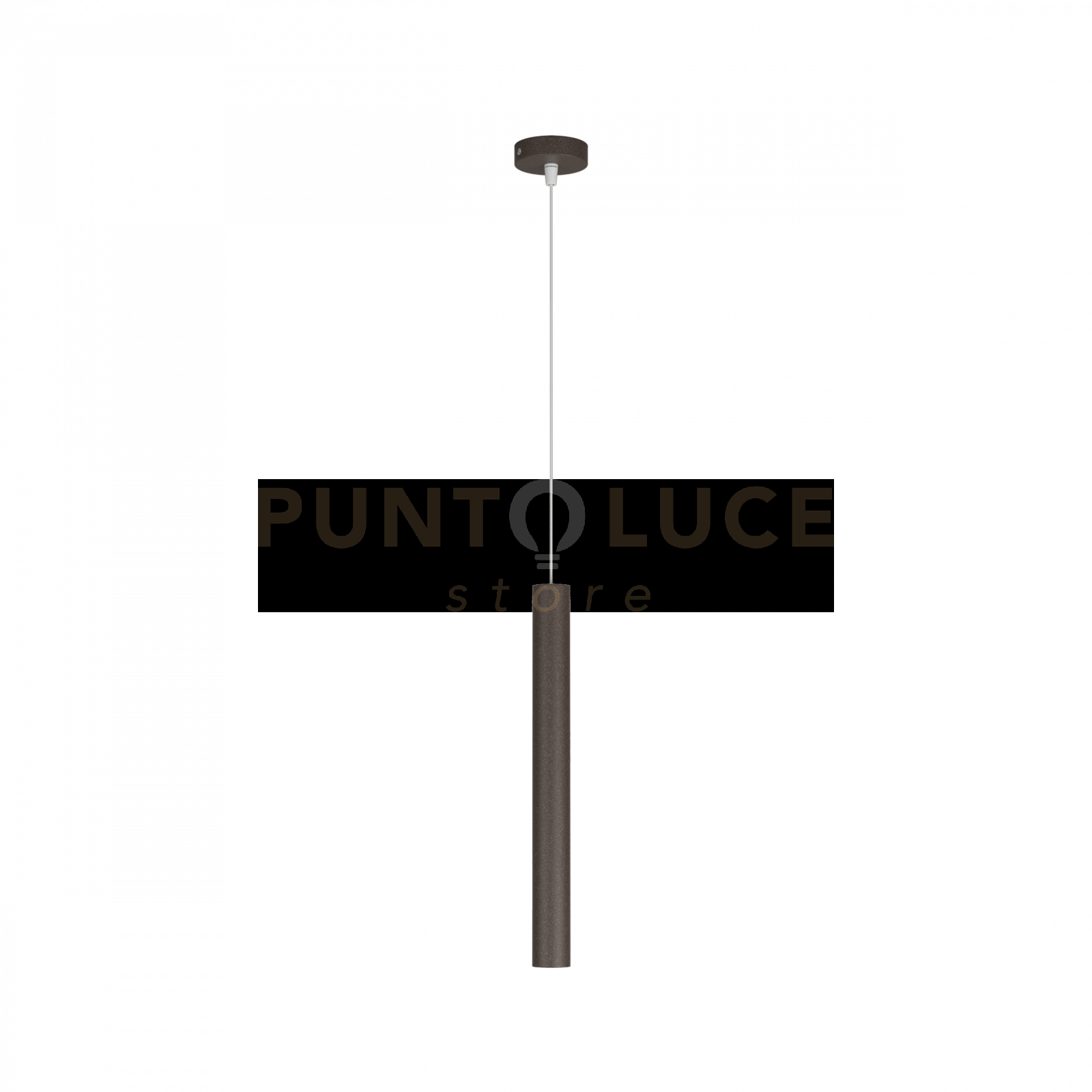 foto del prodotto round tube sospensione 1 luce marrone cavo cm.250 con base 1174-s1-ma