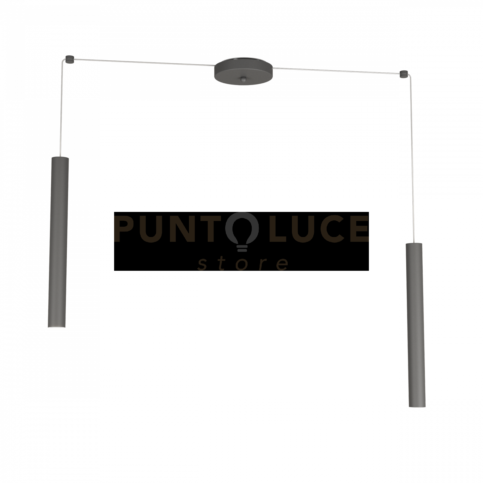 foto del prodotto round tube sospensione 2 luci grigio antracite cavo cm.250 con base 1174 s2 ga