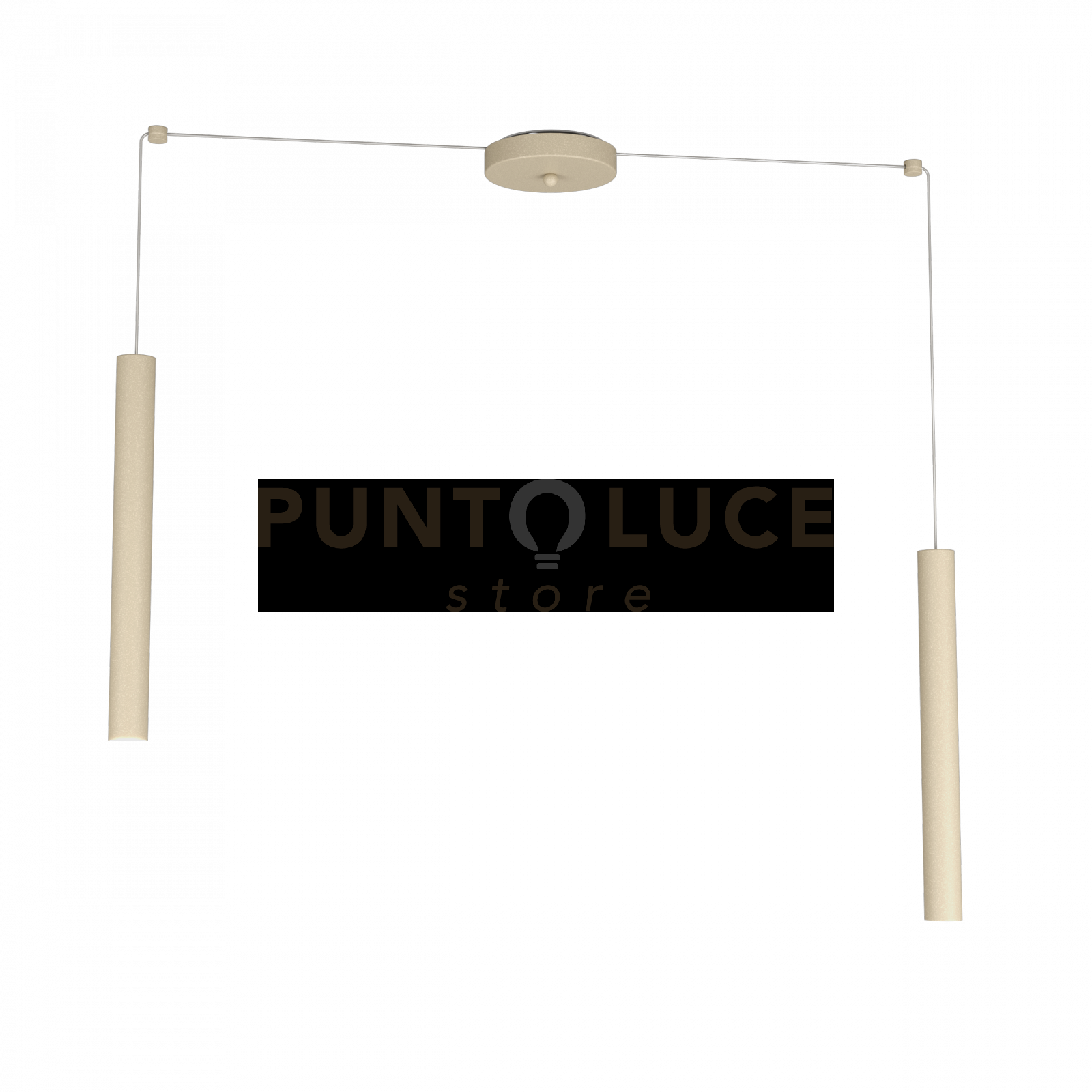 foto del prodotto round tube sospensione 2 luci sabbia cavo cm.250 con base 1174 s2 sa