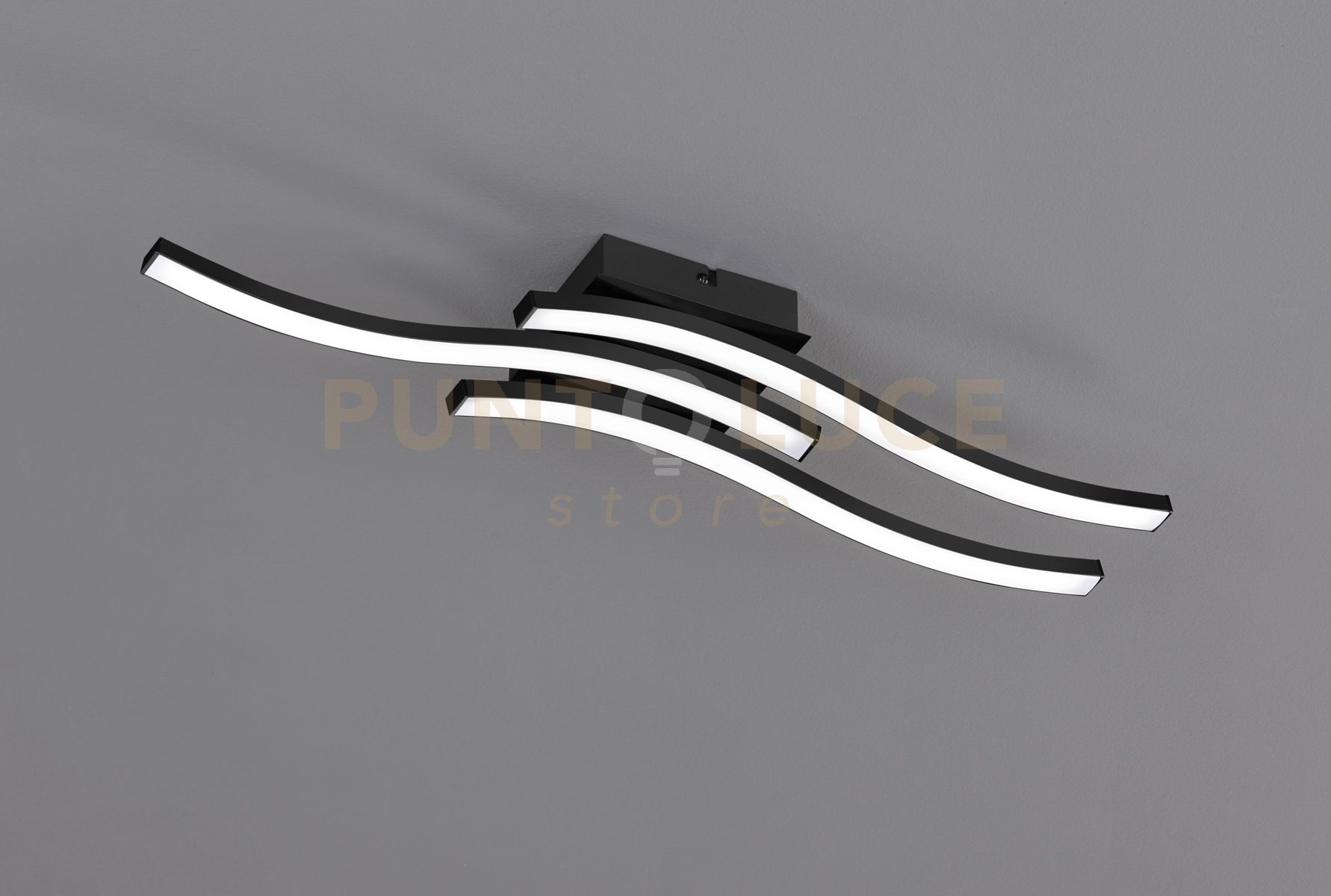 foto del prodotto route plafoniera led 15w 1500lm, 3000k 3 bacchette ondulate antracite l. 56cm